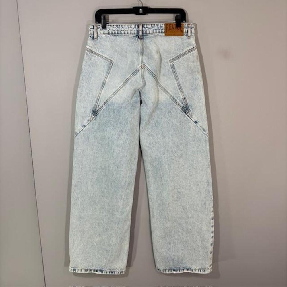 Revice Jeans Womens 29 Blue Acid Wash Relaxed Wide Leg Star 32x32 Denim
